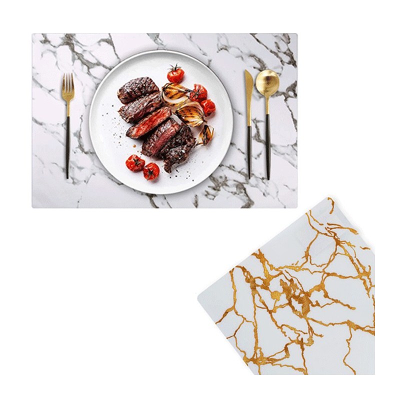 Set 12 Tovagliette americane plastica antimacchia PVC colazione 30 x 45 cm marmo