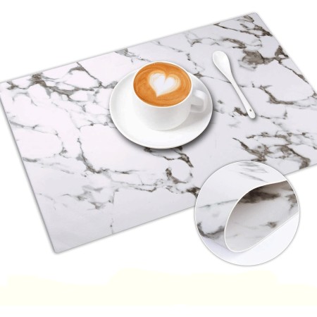 Set 12 Tovagliette americane plastica antimacchia PVC colazione 30 x 45 cm marmo