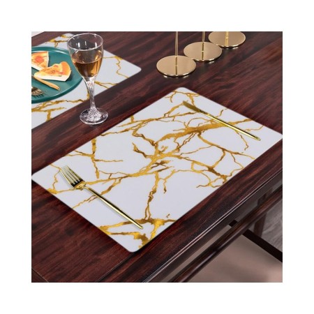 Set 12 Tovagliette americane plastica antimacchia PVC colazione 30 x 45 cm marmo