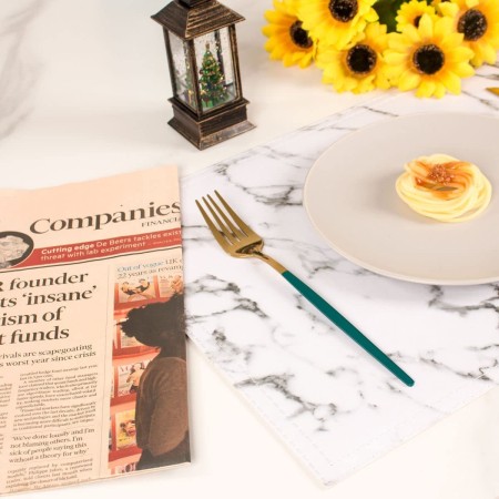 Set 12 Tovagliette americane plastica antimacchia PVC colazione 30 x 45 cm marmo