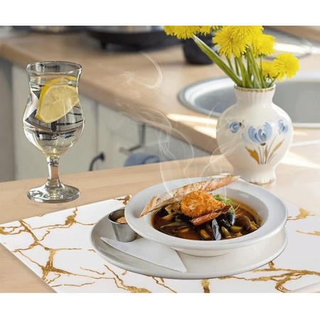 Set 12 Tovagliette americane plastica antimacchia PVC colazione 30 x 45 cm marmo