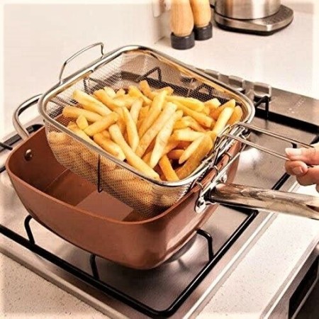 Cestello cesto friggitrice friggere fritture passino cucina acciaio griglia 23cm