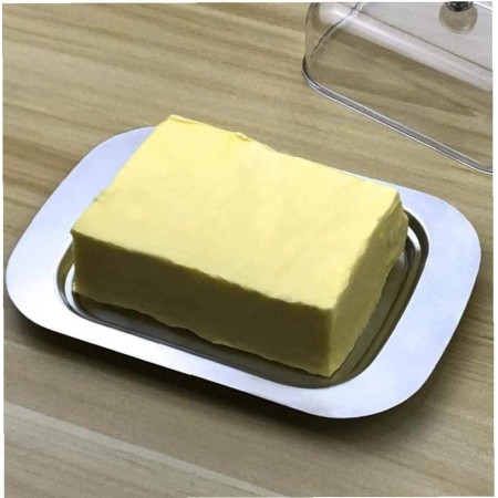 Burriera, Porta Burro con Coperchio, acciaio e Plastica 18,5cm vassoio cucina