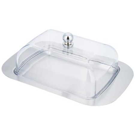Burriera, Porta Burro con Coperchio, acciaio e Plastica 18,5cm vassoio cucina