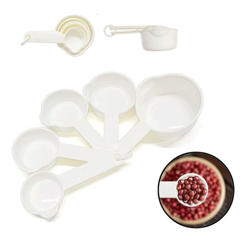 Misurini Cucchiai da cucina in plastica bianca per alimenti da cucina 5 tazze