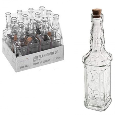Set 12 Pz Bottiglie Bottigline Vetro Trasparente Tappo Sughero 500ml olio acqua