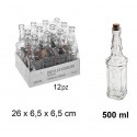 Set 12 Pz Bottiglie Bottigline Vetro Trasparente Tappo Sughero 500ml olio acqua