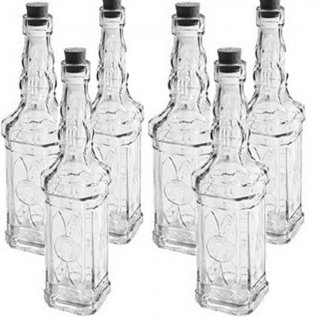 Set 12 Pz Bottiglie Bottigline Vetro Trasparente Tappo Sughero 500ml olio acqua