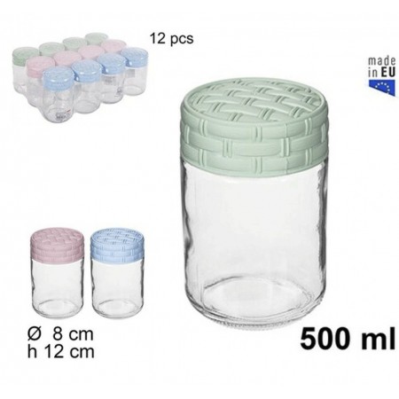 12x Barattoli vetro per conserve vasi vasetti chiusura 500ml con tappi miele