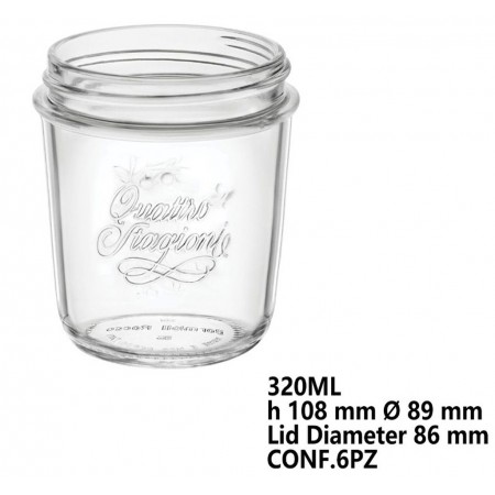 6 pz BARATTOLI 32CL QUATTRO STAGIONI BORMIOLI PER CONSERVE in vetro trasparente