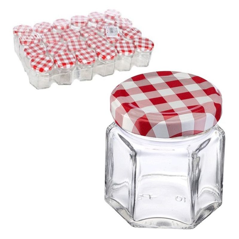 Hongu 24x BARATTOLI 45ml VASETTI PER CONSERVE in vetro con tappi pe...