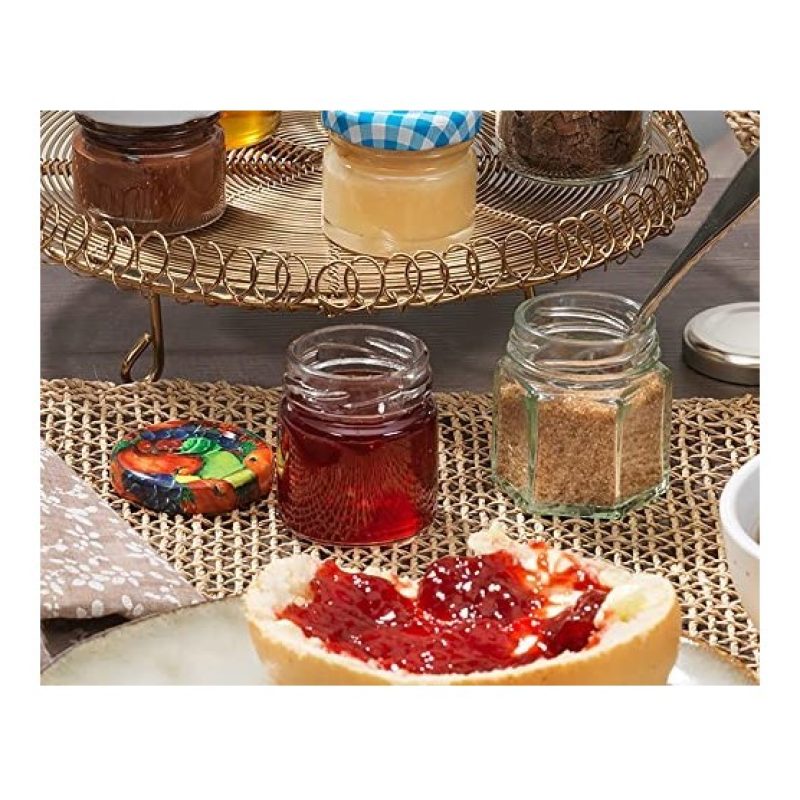 Hongu 24x BARATTOLI 45ml VASETTI PER CONSERVE in vetro con tappi pe...