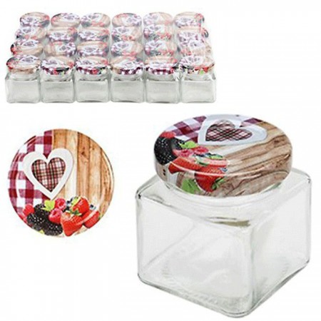 24x BARATTOLI 60ml VASETTI PER CONSERVE in vetro tappi portaconfetti bomboniere