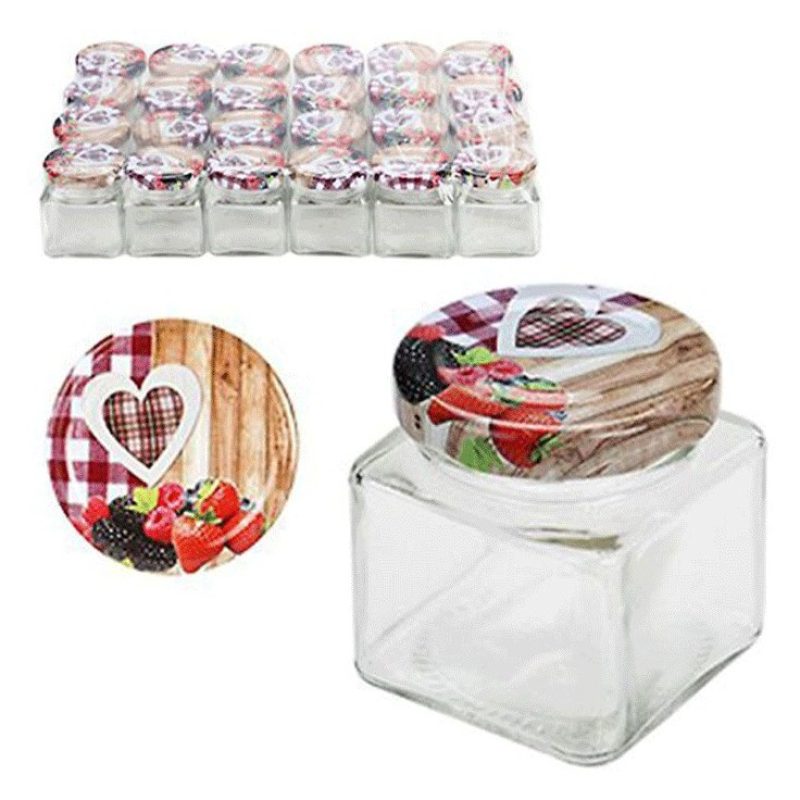 Hongu 24x BARATTOLI 60ml VASETTI PER CONSERVE in vetro tappi portac...