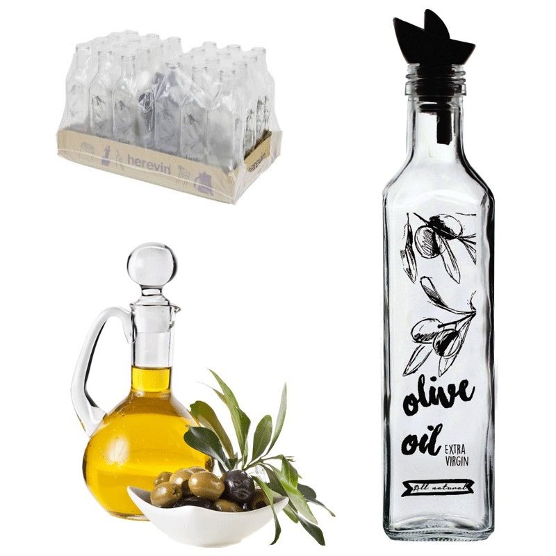 Hongu 12x BOTTIGLIA PER OLIO BOTTIGLIE IN VETRO TRASPARENTE CON TAP...