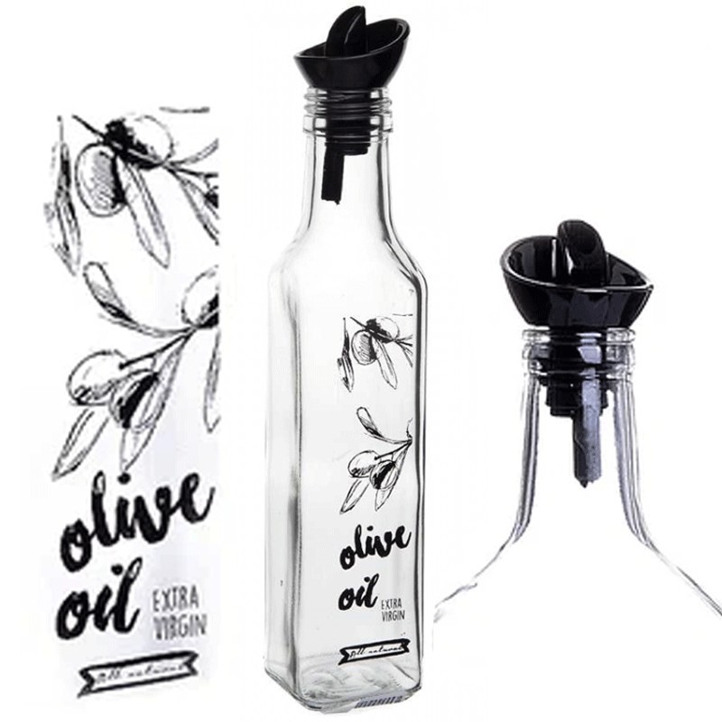Hongu 12x BOTTIGLIA PER OLIO BOTTIGLIE IN VETRO TRASPARENTE CON TAP...