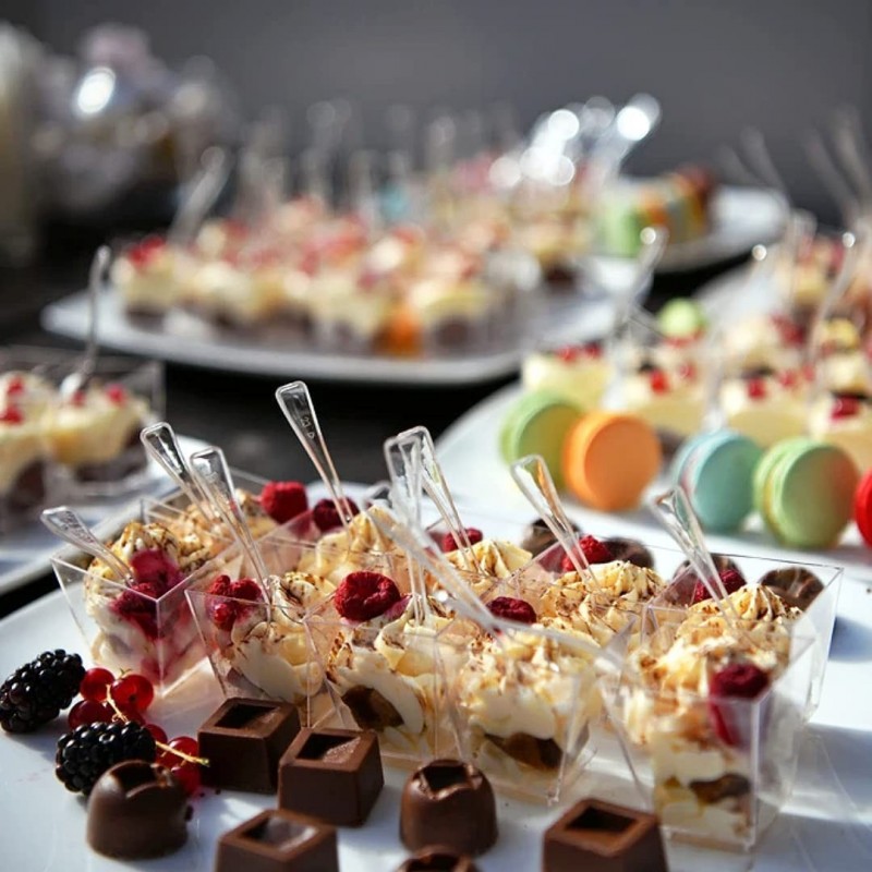 Hongu 48 pz COPPETTA QUADRO IN PLASTICA SET DA 60 CC DESSERT TRASPA...