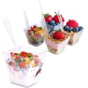 24  pz COPPETTA QUADRO IN PLASTICA SET DA 200 CC DESSERT TRASPARENTI FINGER FOOD