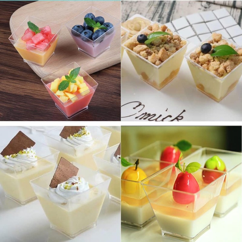 Hongu 24 pz COPPETTA QUADRO IN PLASTICA SET DA 120 CC DESSERT TRASP...