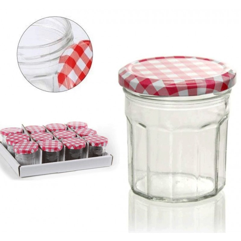 12 pz BARATTOLI VASETTI I PER CONSERVE in vetro trasparente Marmellata miele 8cm