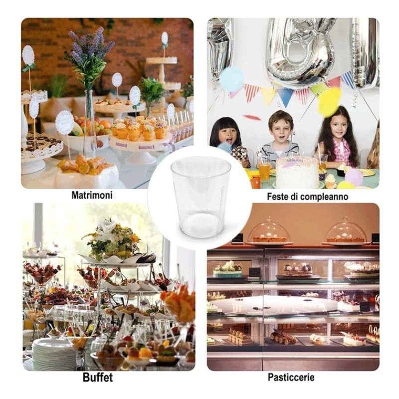 Hongu 24 Bicchierini shot bicchieri PLASTICA 120CC DESSERT TRASPARE...