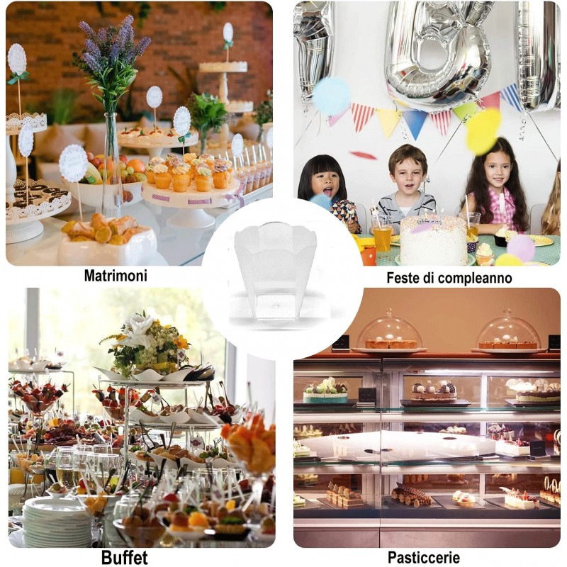Hongu 24 pz COPPETTA Bicchierini IN PLASTICA DA 130 CC DESSERT TRAS...