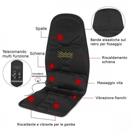 Cuscino da sedia massaggiante sedile auto ufficio casa relax stress riscaldante