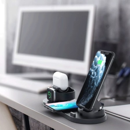 Base Di Ricarica Rapida 6 In 1 Wireless Per Samsung / Apple Watch iPhone 6 in 1