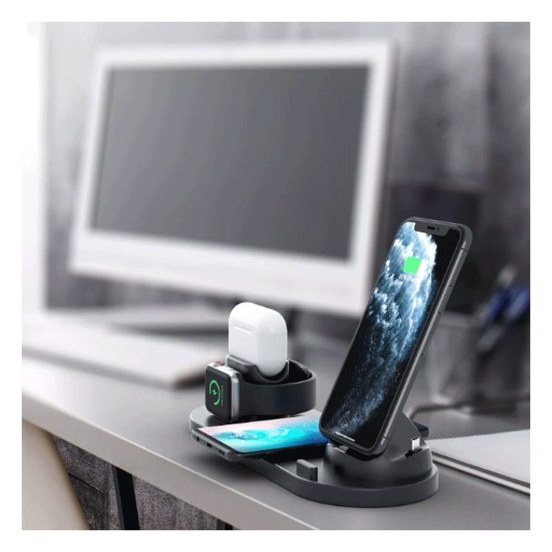 Hongu Base Di Ricarica Rapida 6 In 1 Wireless Per Samsung / Apple W...