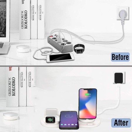 Base Di Ricarica Rapida 6 In 1 Wireless Per Samsung / Apple Watch iPhone 6 in 1