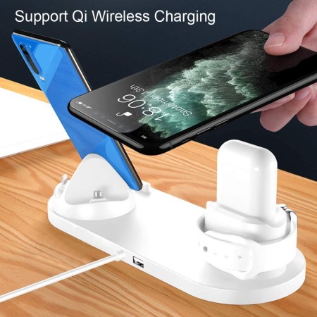 Base Di Ricarica Rapida 6 In 1 Wireless Per Samsung / Apple Watch iPhone 6 in 1