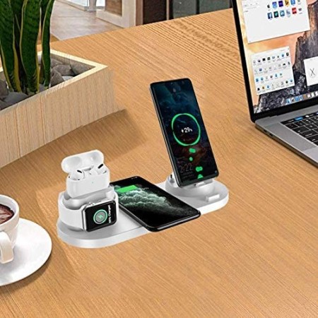 Base Di Ricarica Rapida 6 In 1 Wireless Per Samsung / Apple Watch iPhone 6 in 1