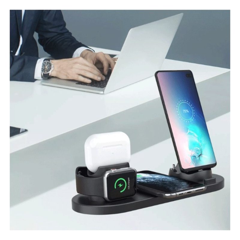 Hongu Base Di Ricarica Rapida 6 In 1 Wireless Per Samsung / Apple W...