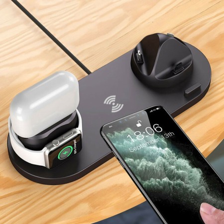 Base Di Ricarica Rapida 6 In 1 Wireless Per Samsung / Apple Watch iPhone 6 in 1