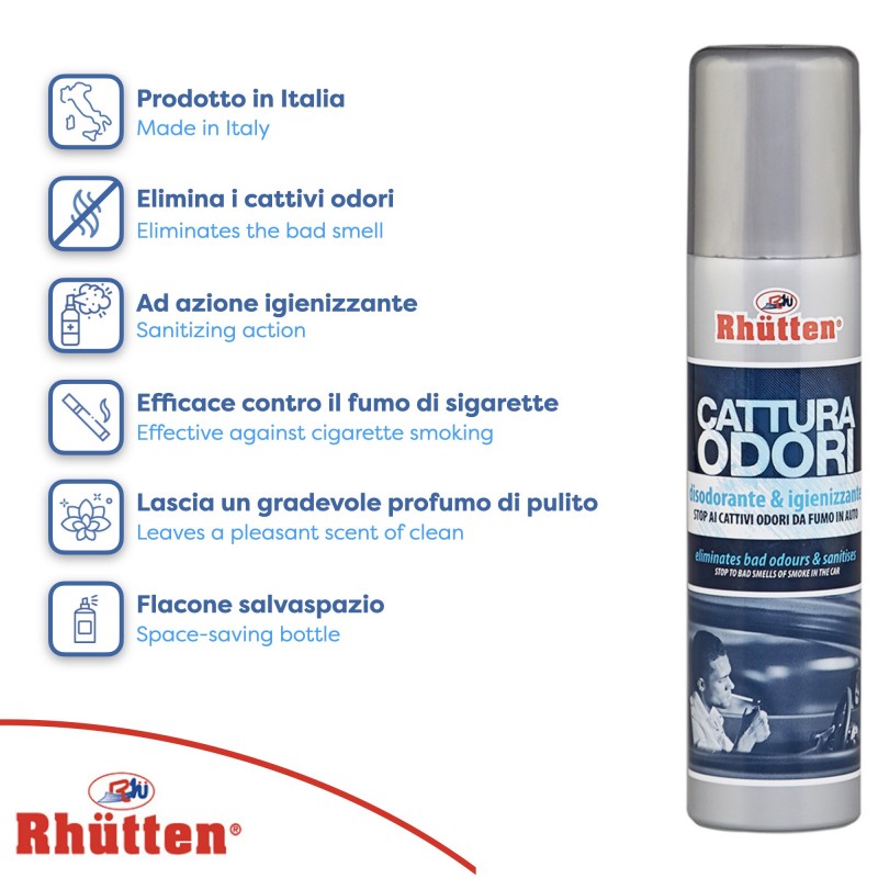 RHUTTEN 2x Igienizzante Spray pulizia auto disodorante cattura catt...