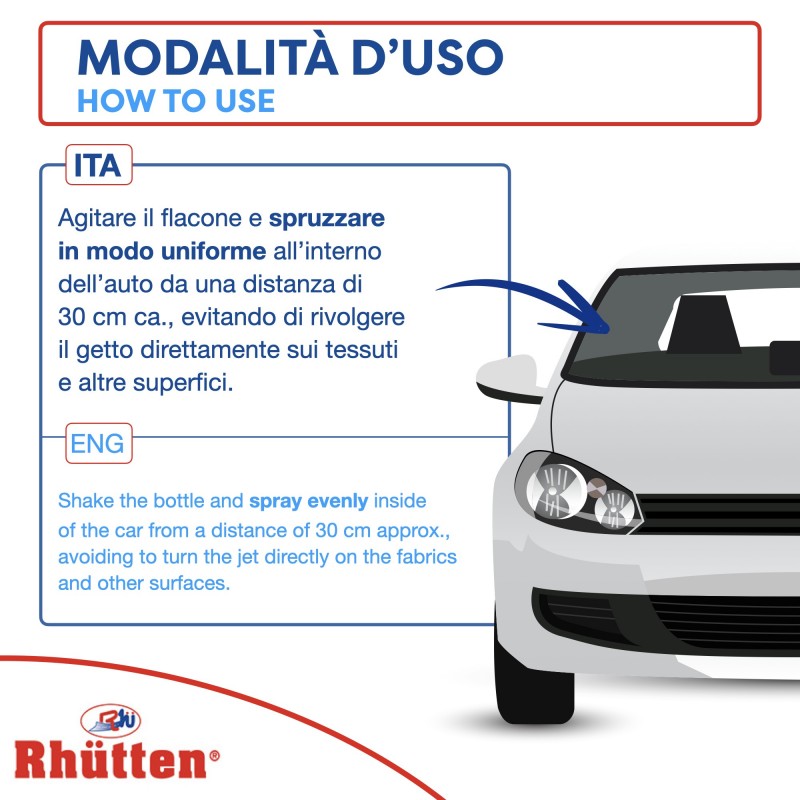 RHUTTEN 2x Igienizzante Spray pulizia auto disodorante cattura catt...
