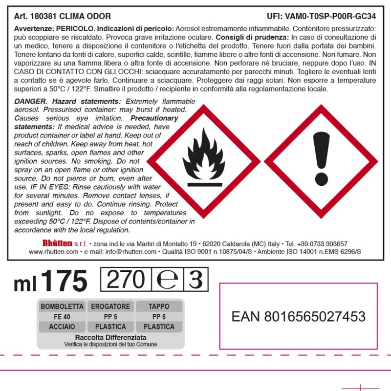 Rhutten 2x SPRAY PULIZIA CLIMATIZZATORE CONDIZIONATORE AUTO IGIENIZ...