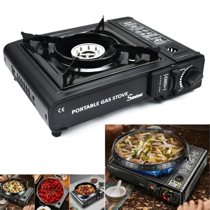 FORNELLO ACCIAIO INOX A GAS CAMPEGGIO CASA PORTATILE 2900W PIANO COTTURA CUCINA