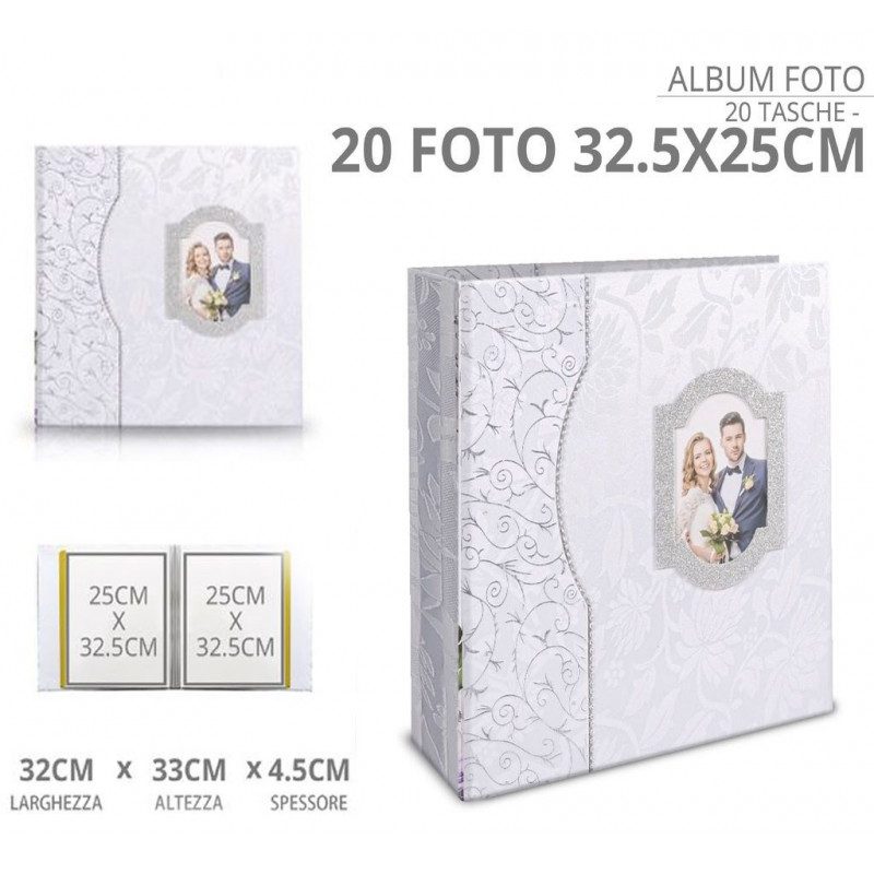 Hongu Album fotografico album portafoto a 20 tasche 32x33x4,5 cm fo...