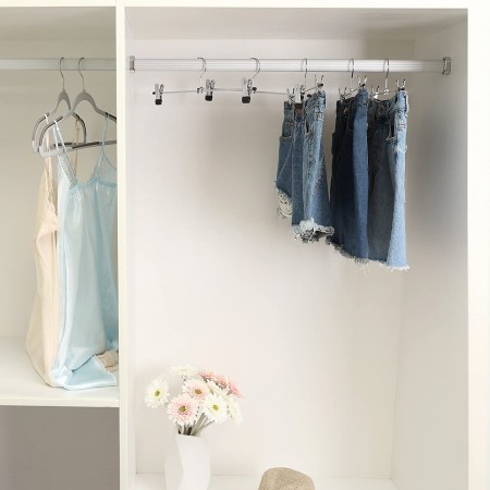 Set 12 Grucce con pinze regolabili Appendiabiti metallo acciaio salvaspazio 40cm