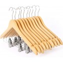 12x Grucce appendini appendiabiti in legno resistente con mollette in acciaio