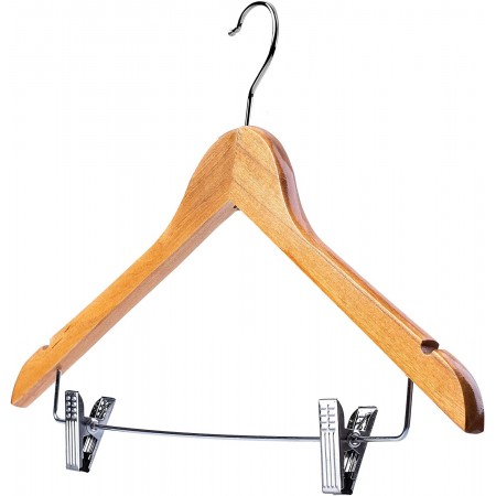 12x Grucce appendini appendiabiti in legno resistente con mollette in acciaio