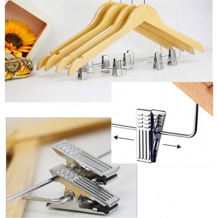 12x Grucce appendini appendiabiti in legno resistente con mollette in acciaio