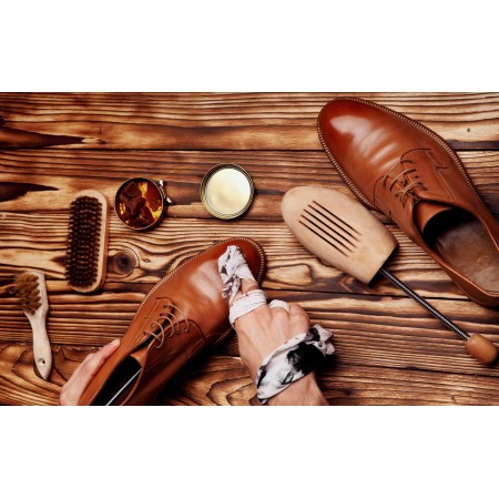 Set completo Lucida Scarpe Nero in pelle Pulizia Calzature Uomo Donna spazzola