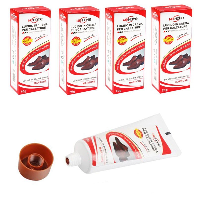 4x Lucido per Scarpe in Crema Pelle Rinnova e protegge Colore marrone lucida