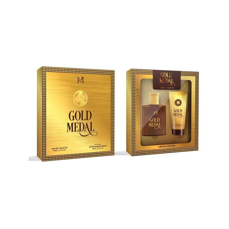 Set Regalo Uomo cofanetto Gold Medal PROFUMO SPRAY + DOPOBARBA PER LUI 100ml kit
