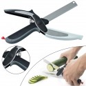 Forbici cucina tagliere coltello frutta verdura carne lama affetta taglia 2 in 1