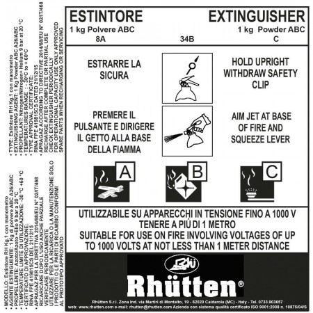 Estintore a polvere da 1k con manometro omologato rina per nautica auto e camper