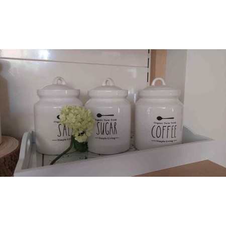 1x BARATTOLO CERAMICA 17cm ZUCCHERO CAFFè SALE contenitore alimenti cucina pasta