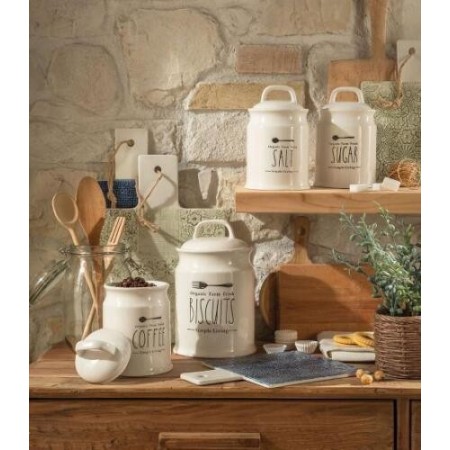 1x BARATTOLO CERAMICA 17cm SALE ZUCCHERO CAFFè contenitore alimenti cucina pasta